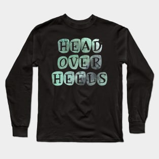 Pastel 'Head Over Heels' Typography Design Long Sleeve T-Shirt